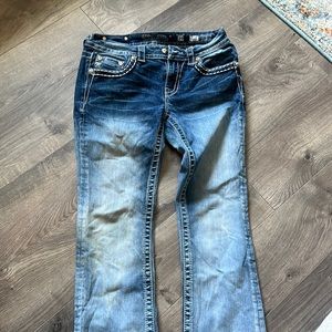 Miss Me jeans mid rise boot cut rhinestone embroidered embellished denim sz 29